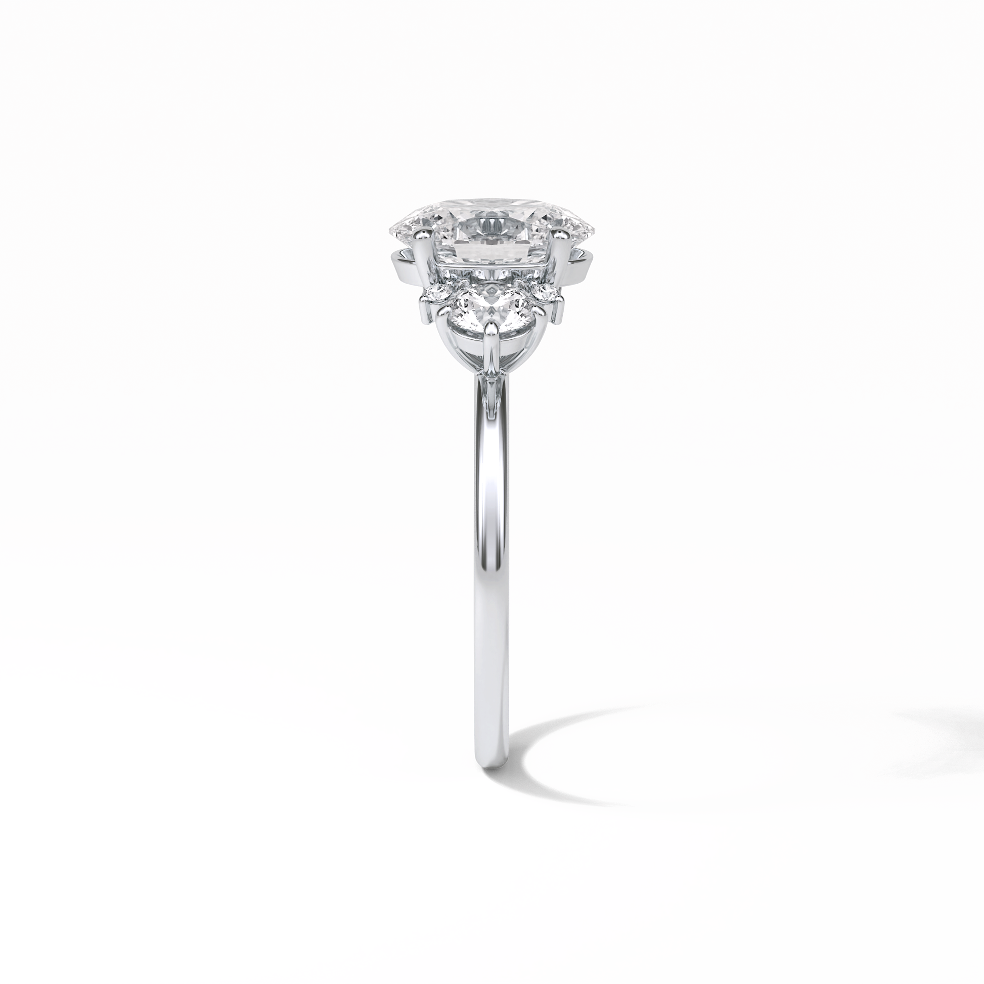 Oval Three Stones Lab Grown Diamond Engagement Ring