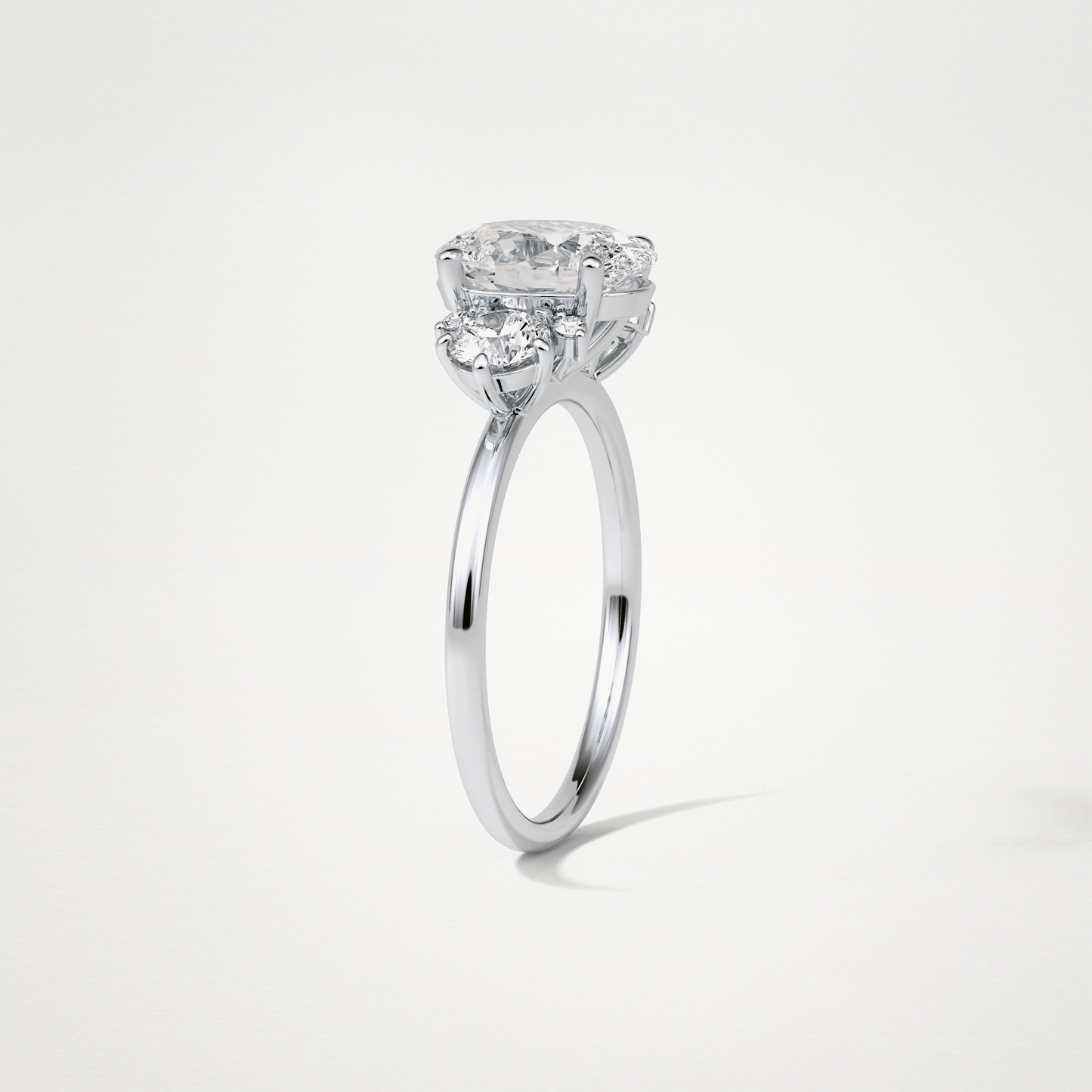 Oval Three Stones Lab Grown Diamond Engagement Ring
