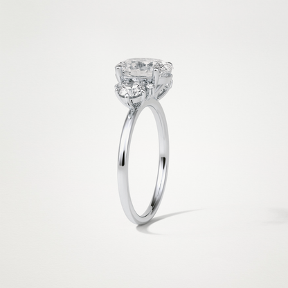 Oval Three Stones Lab Grown Diamond Engagement Ring