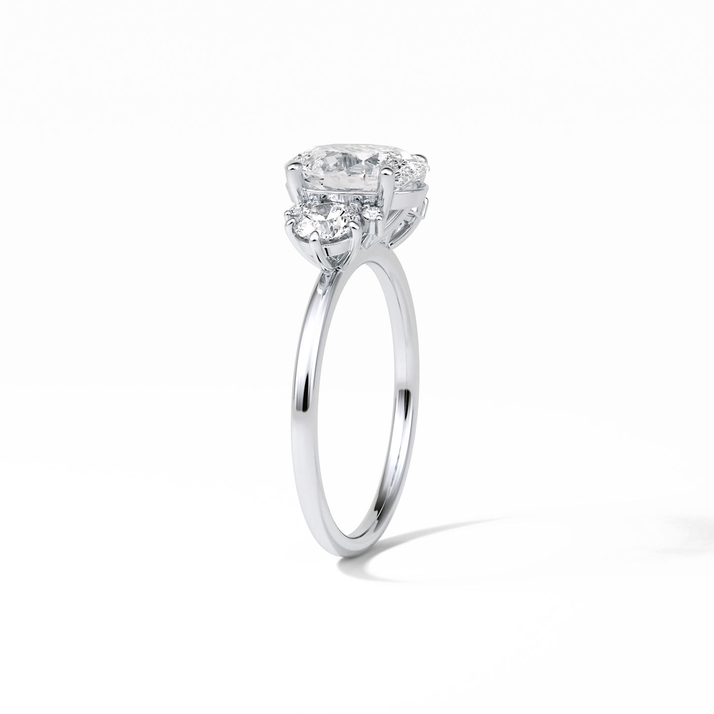 Oval Three Stones Lab Grown Diamond Engagement Ring