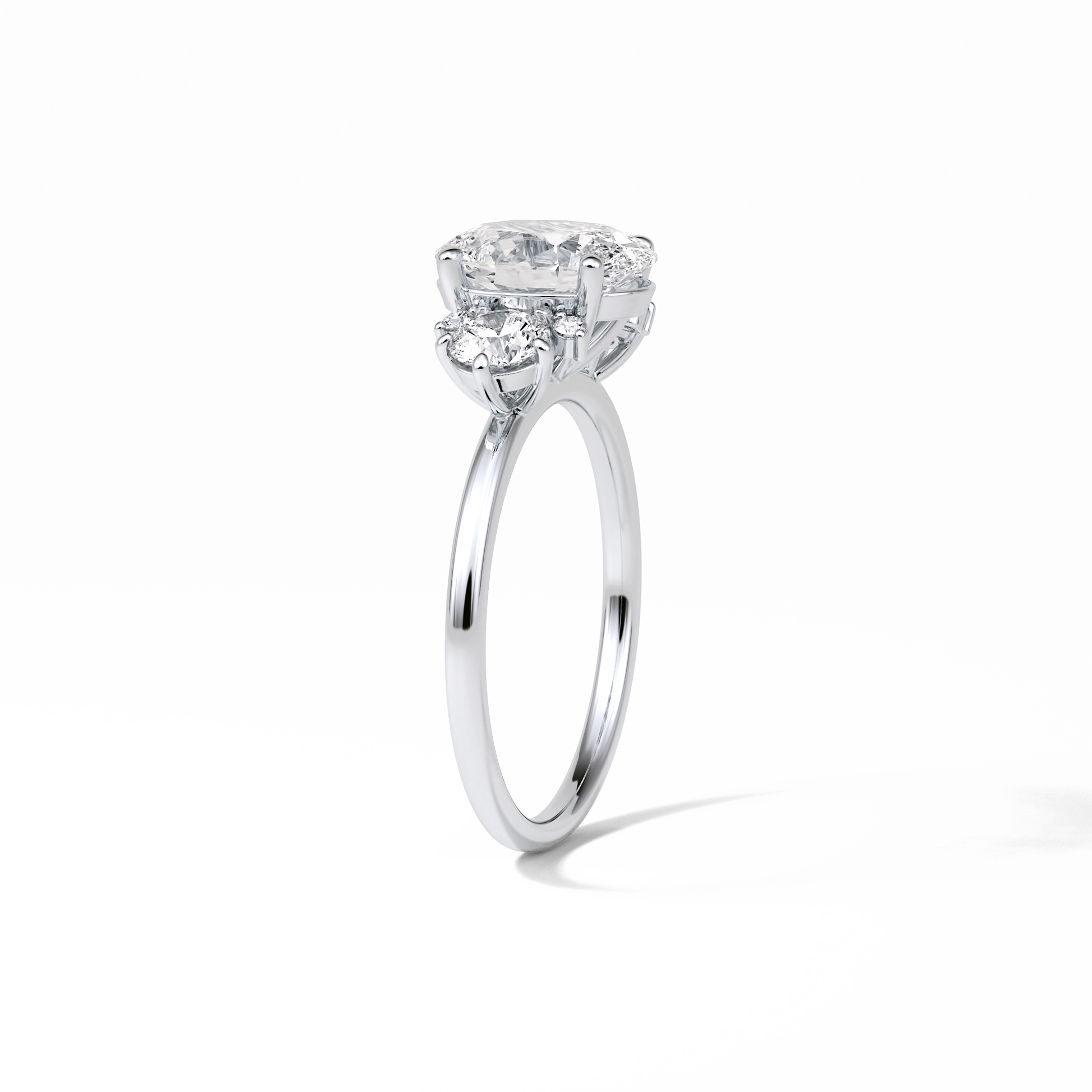 Oval Three Stones Lab Grown Diamond Engagement Ring
