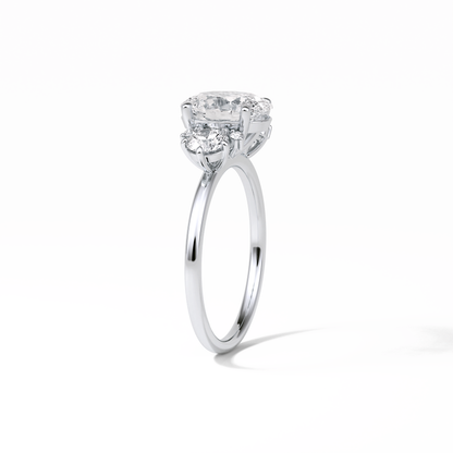 Oval Three Stones Lab Grown Diamond Engagement Ring