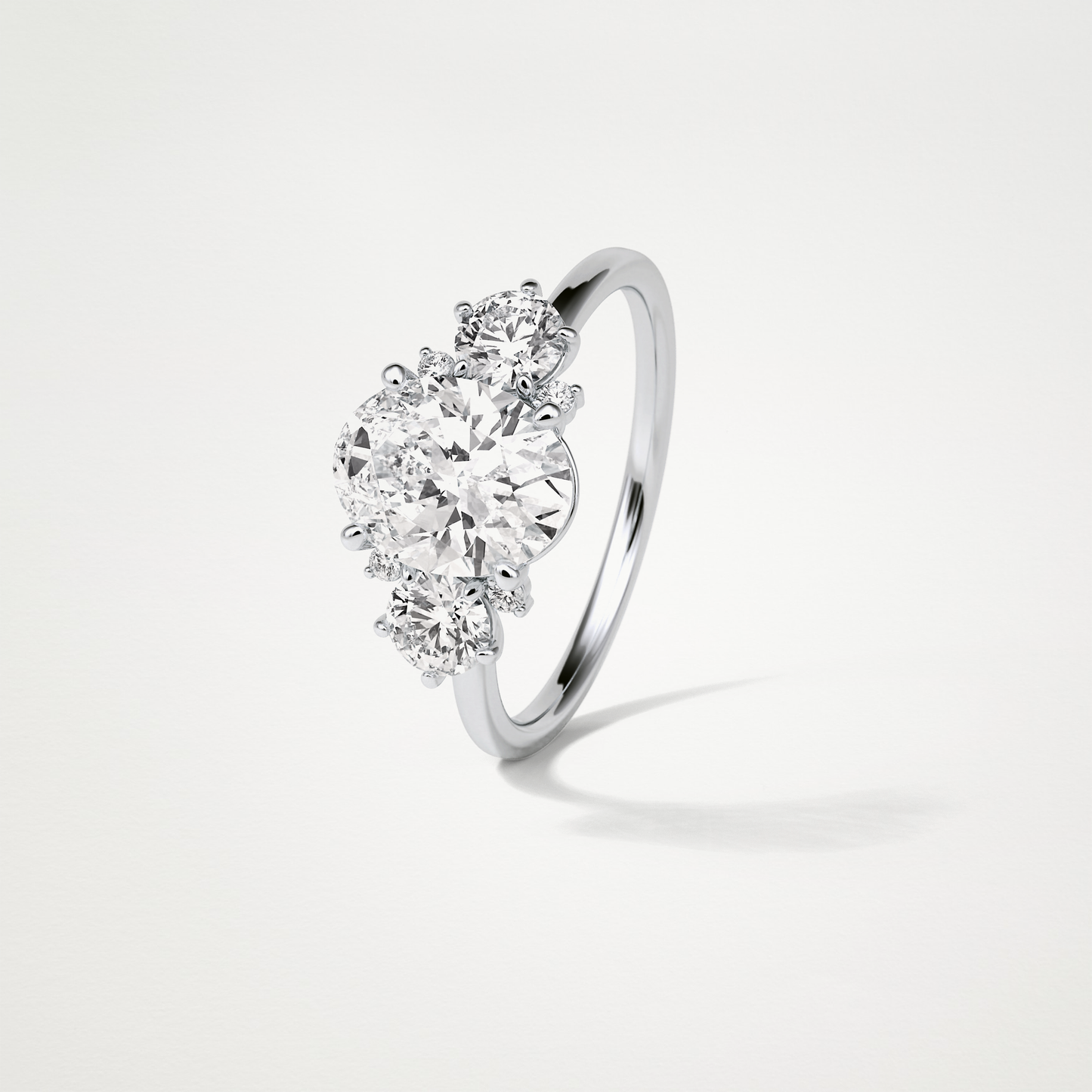 Oval Three Stones Lab Grown Diamond Engagement Ring