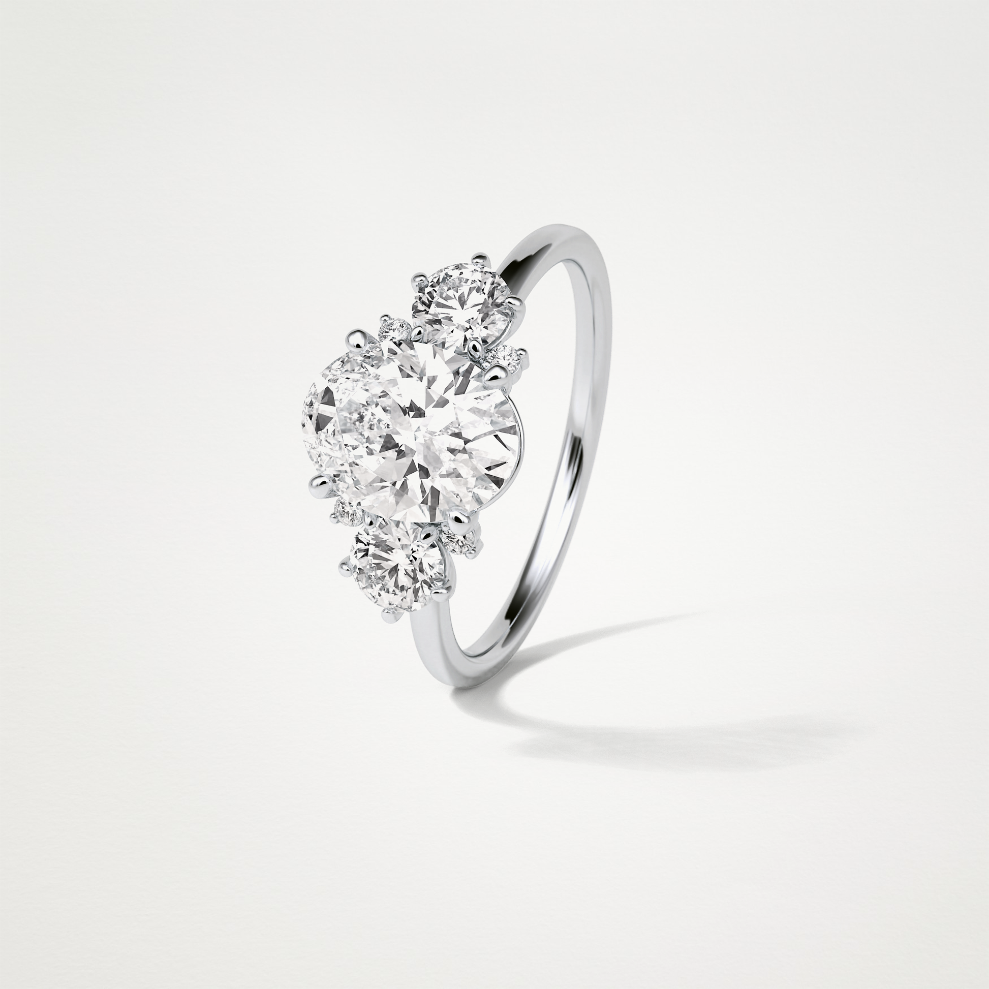 Oval Three Stones Lab Grown Diamond Engagement Ring