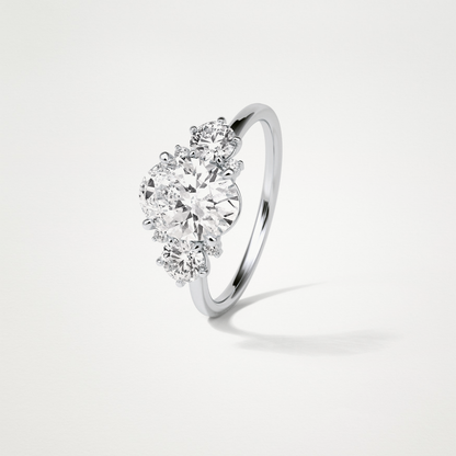 Oval Three Stones Lab Grown Diamond Engagement Ring