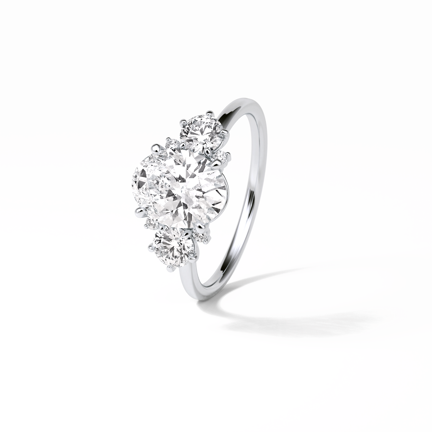 Oval Three Stones Lab Grown Diamond Engagement Ring