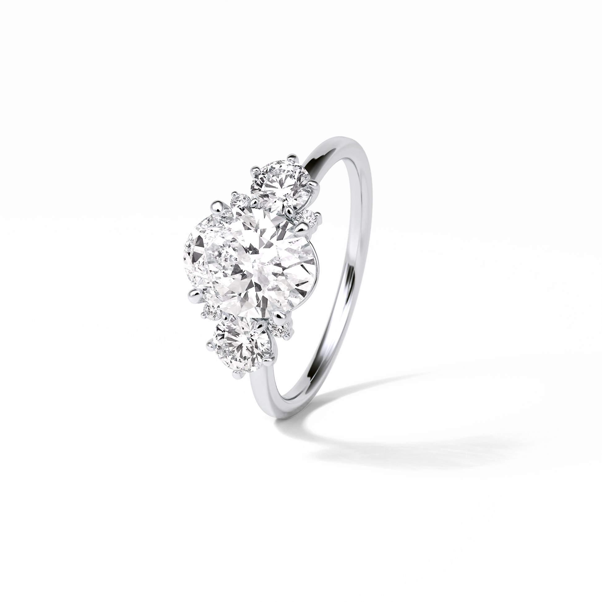 Oval Three Stones Lab Grown Diamond Engagement Ring