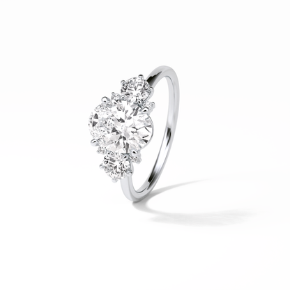 Oval Three Stones Lab Grown Diamond Engagement Ring