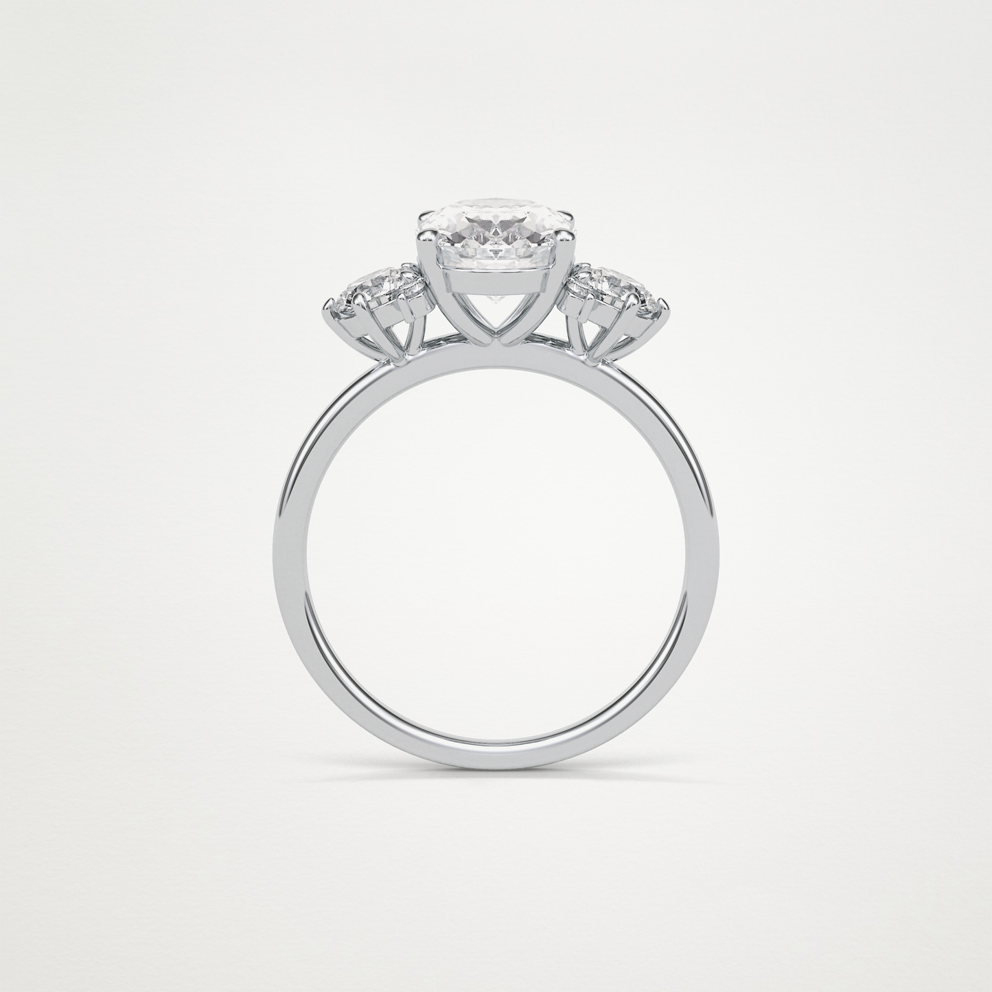 Oval Three Stones Lab Grown Diamond Engagement Ring