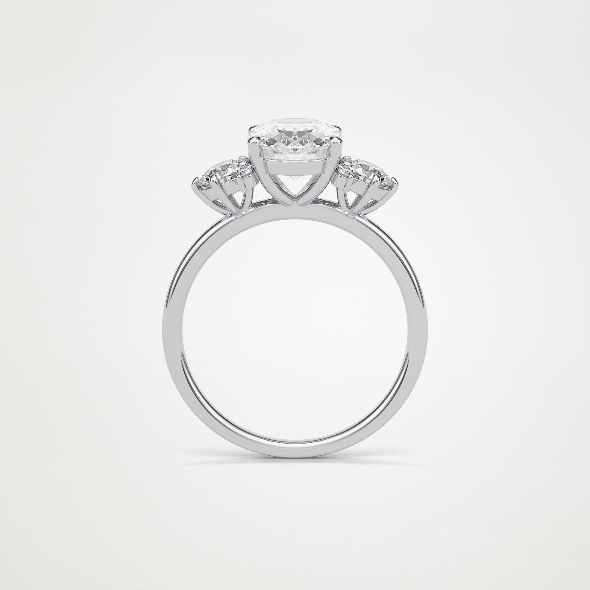 Oval Three Stones Lab Grown Diamond Engagement Ring