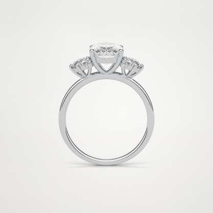 Oval Three Stones Lab Grown Diamond Engagement Ring