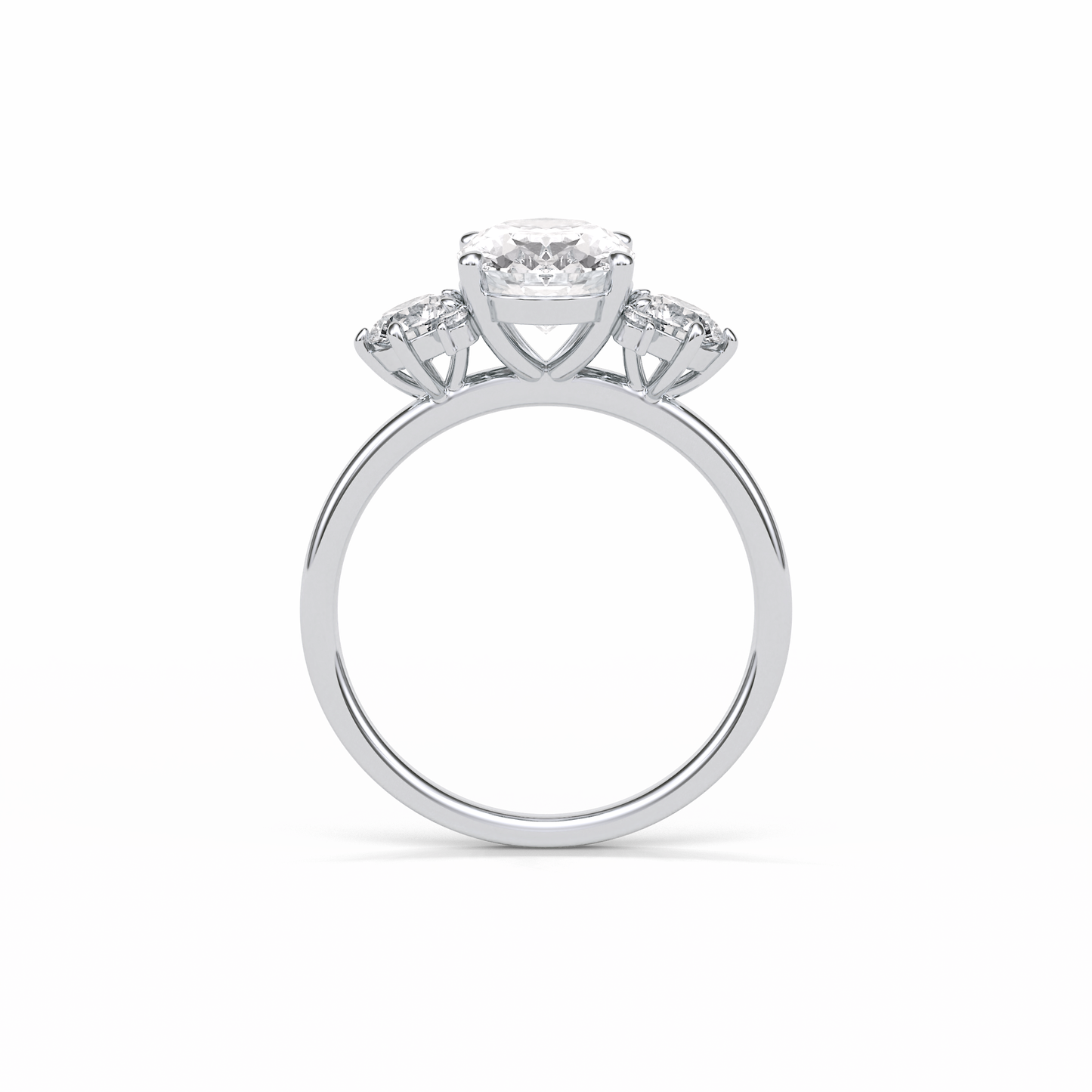 Oval Three Stones Lab Grown Diamond Engagement Ring