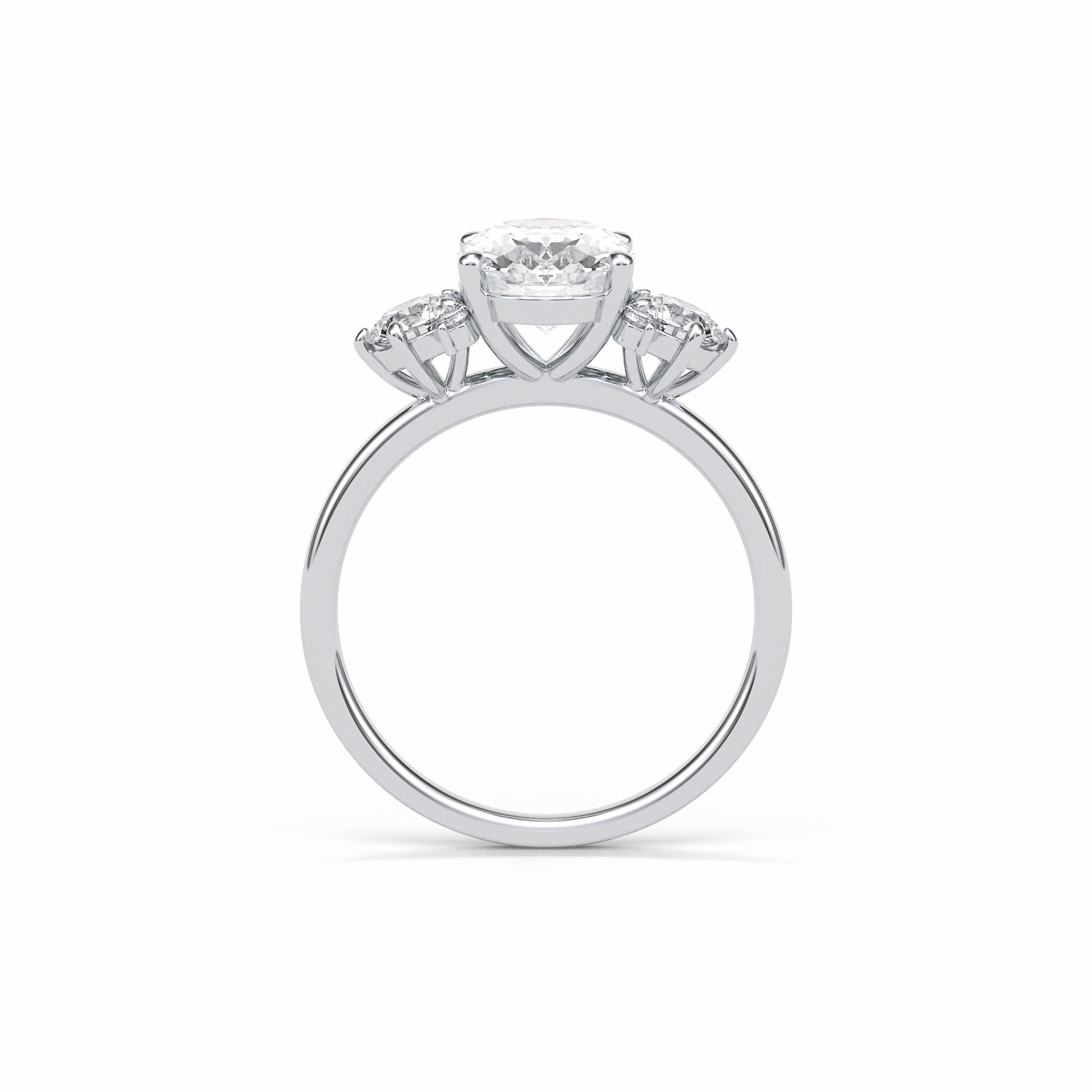 Oval Three Stones Lab Grown Diamond Engagement Ring