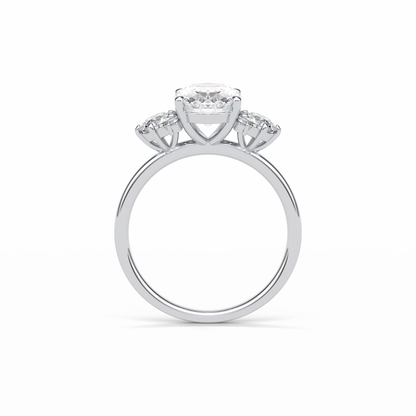 Oval Three Stones Lab Grown Diamond Engagement Ring