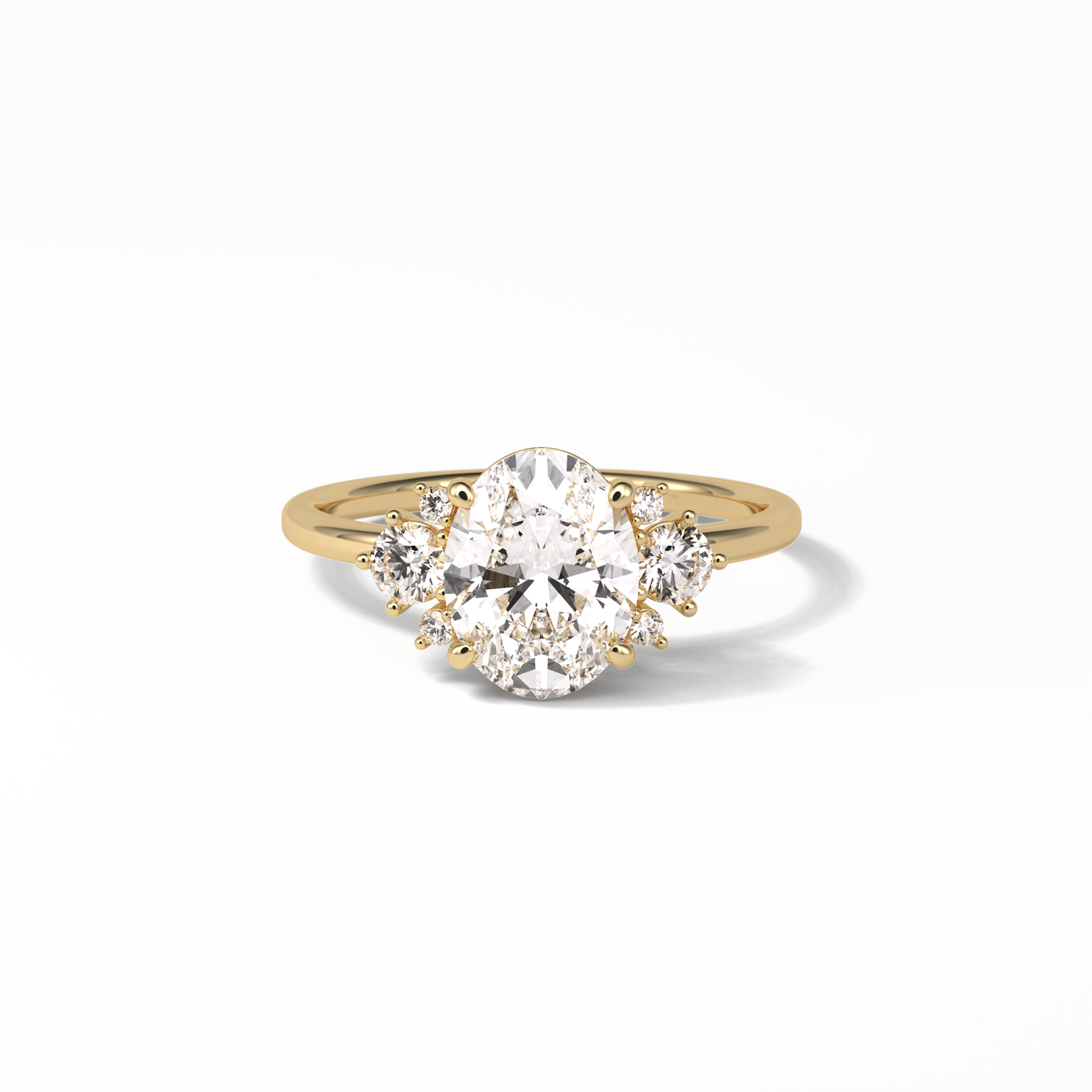 Oval Three Stones Lab Grown Diamond Engagement Ring