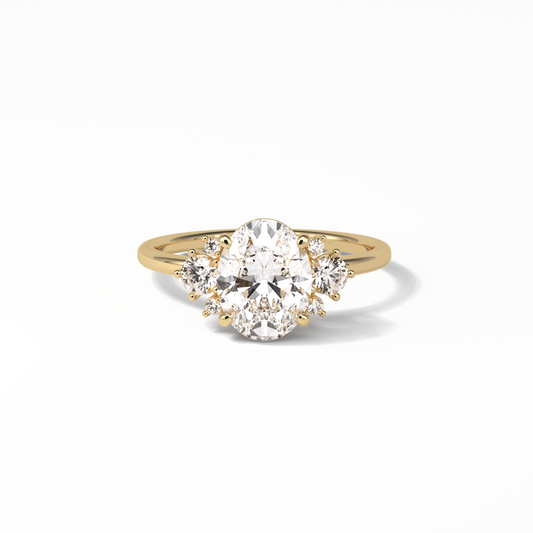 Oval Three Stones Lab Grown Diamond Engagement Ring