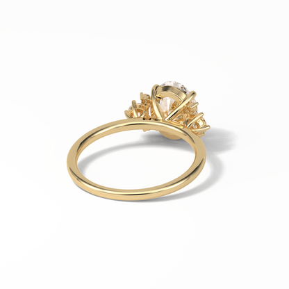 Oval Three Stones Lab Grown Diamond Engagement Ring
