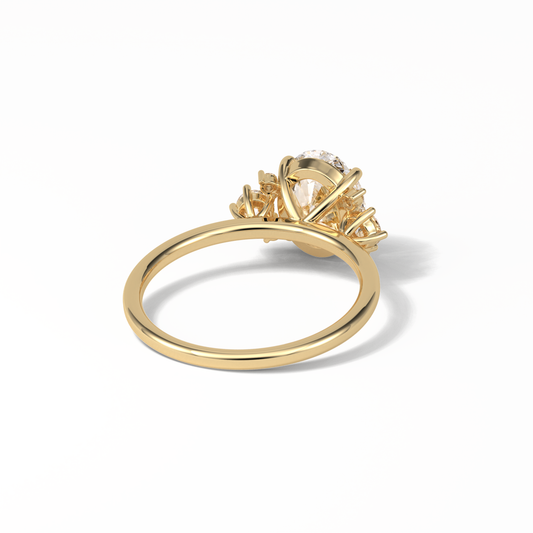 Oval Three Stones Lab Grown Diamond Engagement Ring