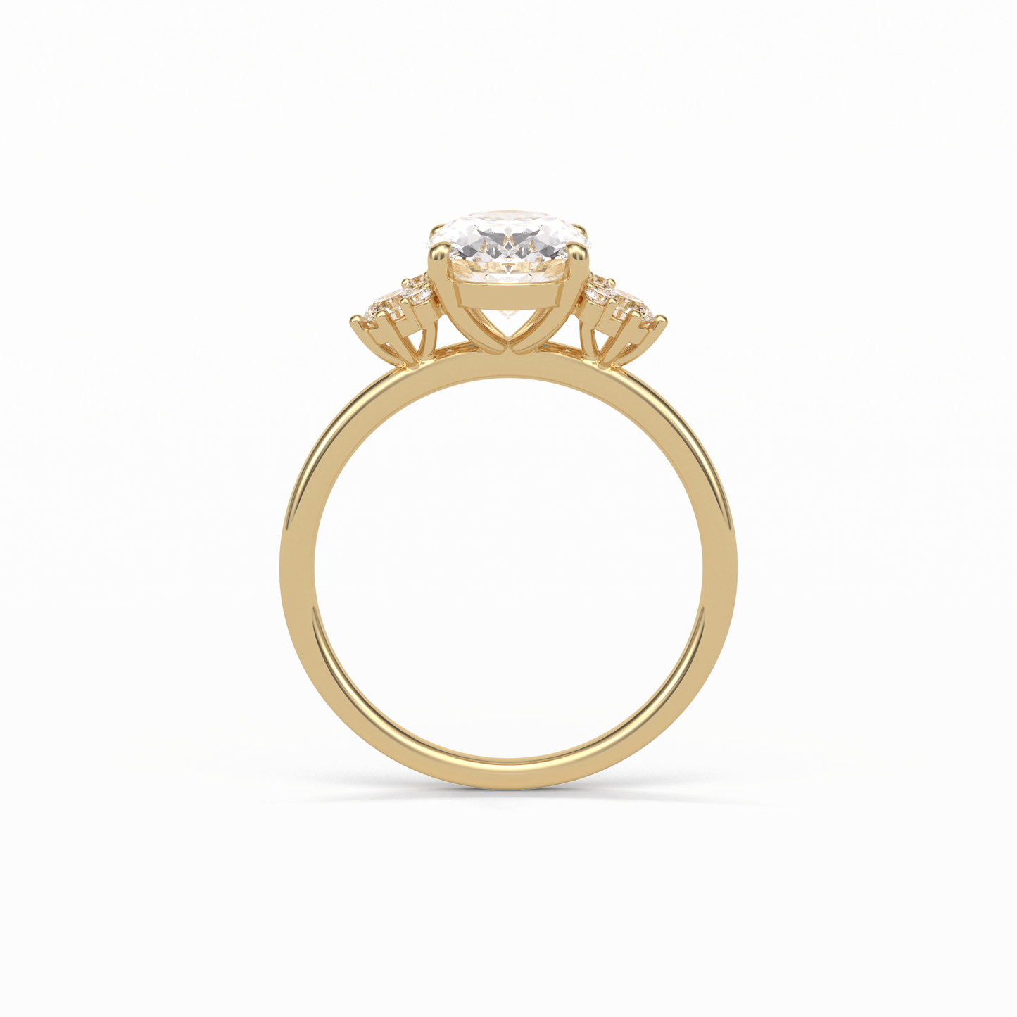Oval Three Stones Lab Grown Diamond Engagement Ring