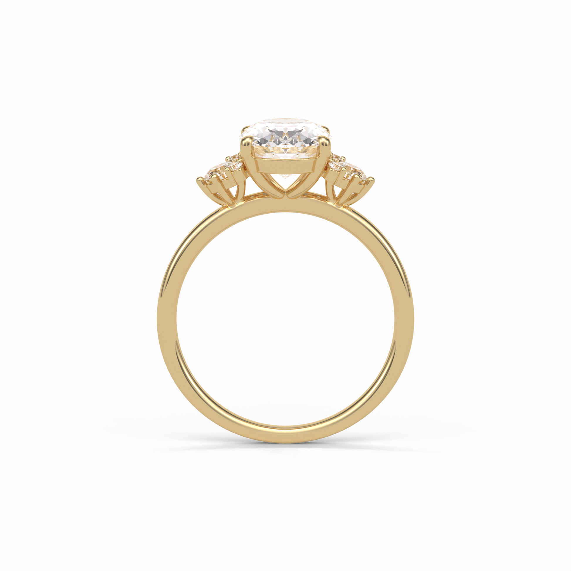 Oval Three Stones Lab Grown Diamond Engagement Ring