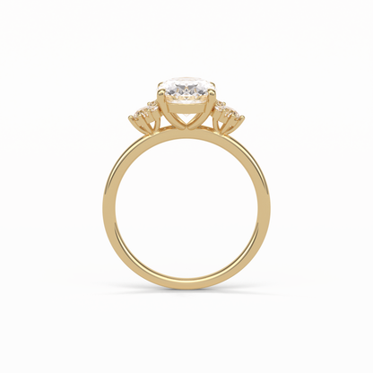 Oval Three Stones Lab Grown Diamond Engagement Ring
