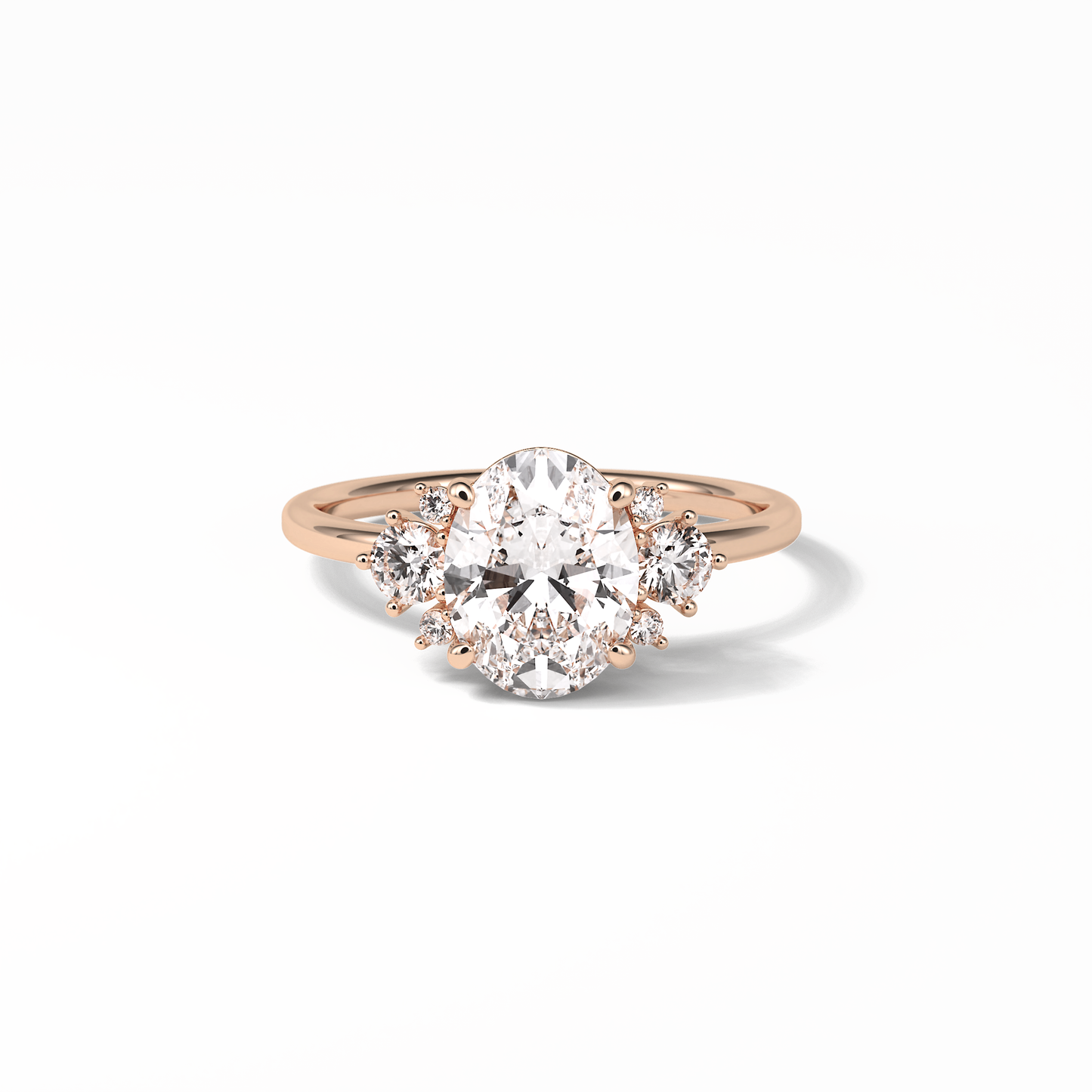 Oval Three Stones Lab Grown Diamond Engagement Ring