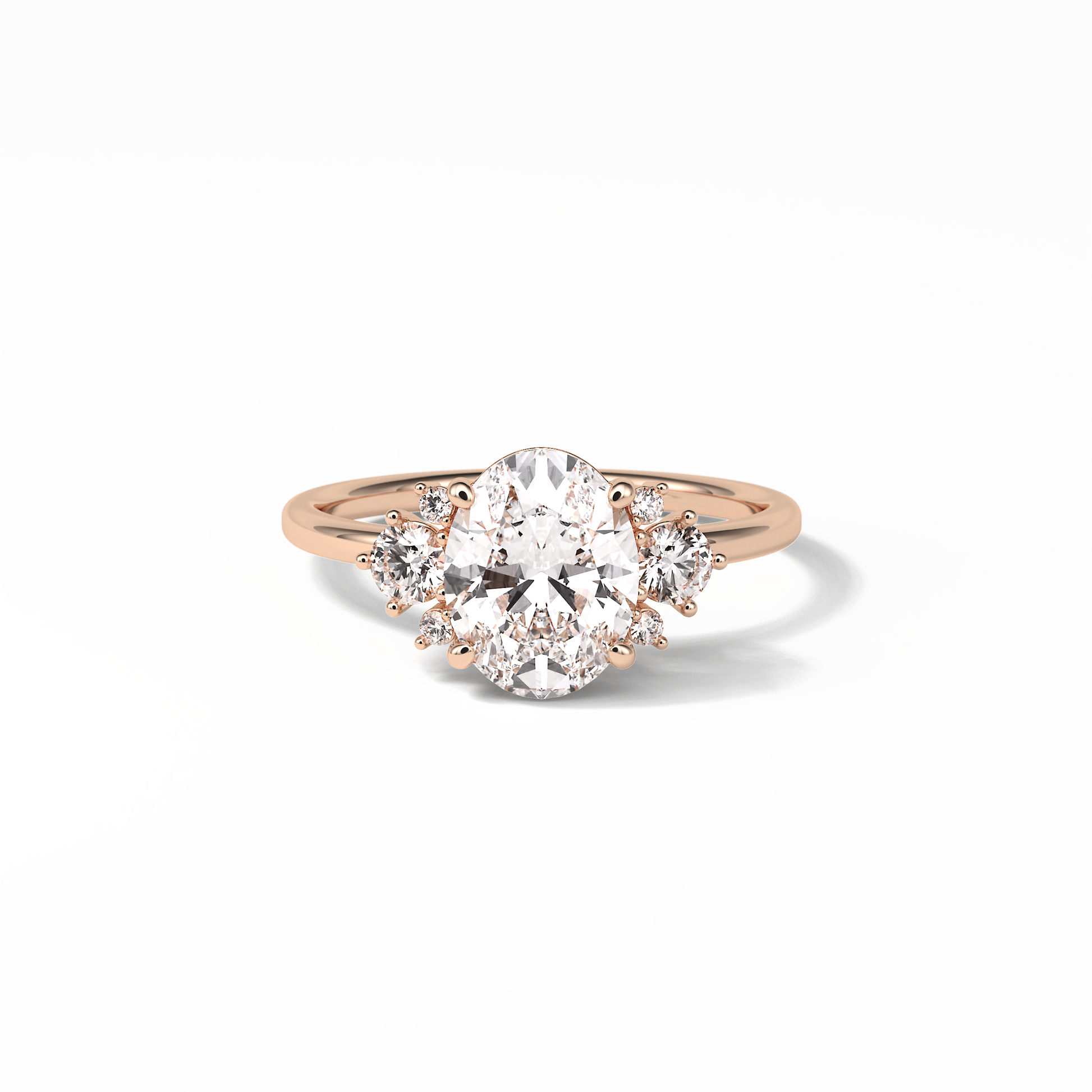 Oval Three Stones Lab Grown Diamond Engagement Ring
