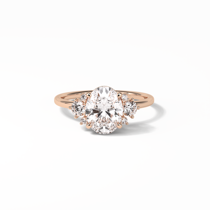 Oval Three Stones Lab Grown Diamond Engagement Ring