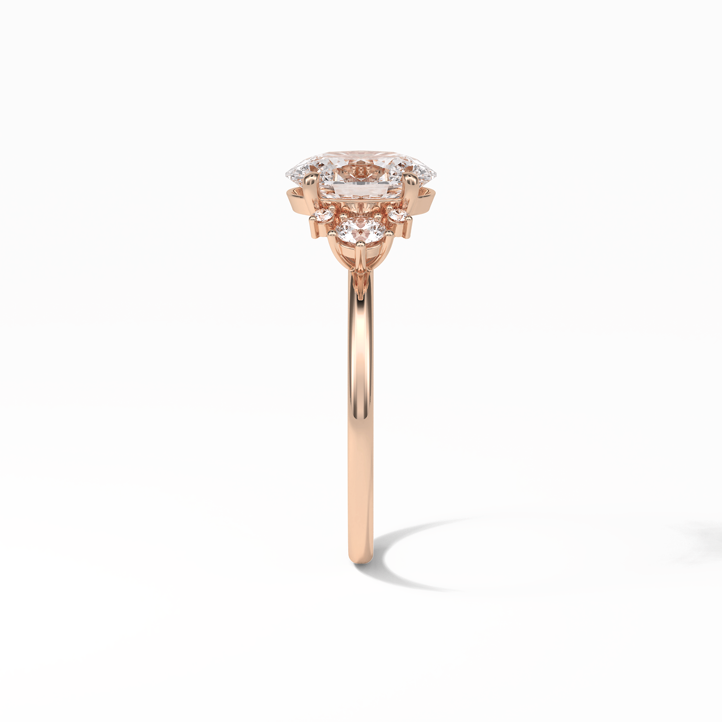 Oval Three Stones Lab Grown Diamond Engagement Ring