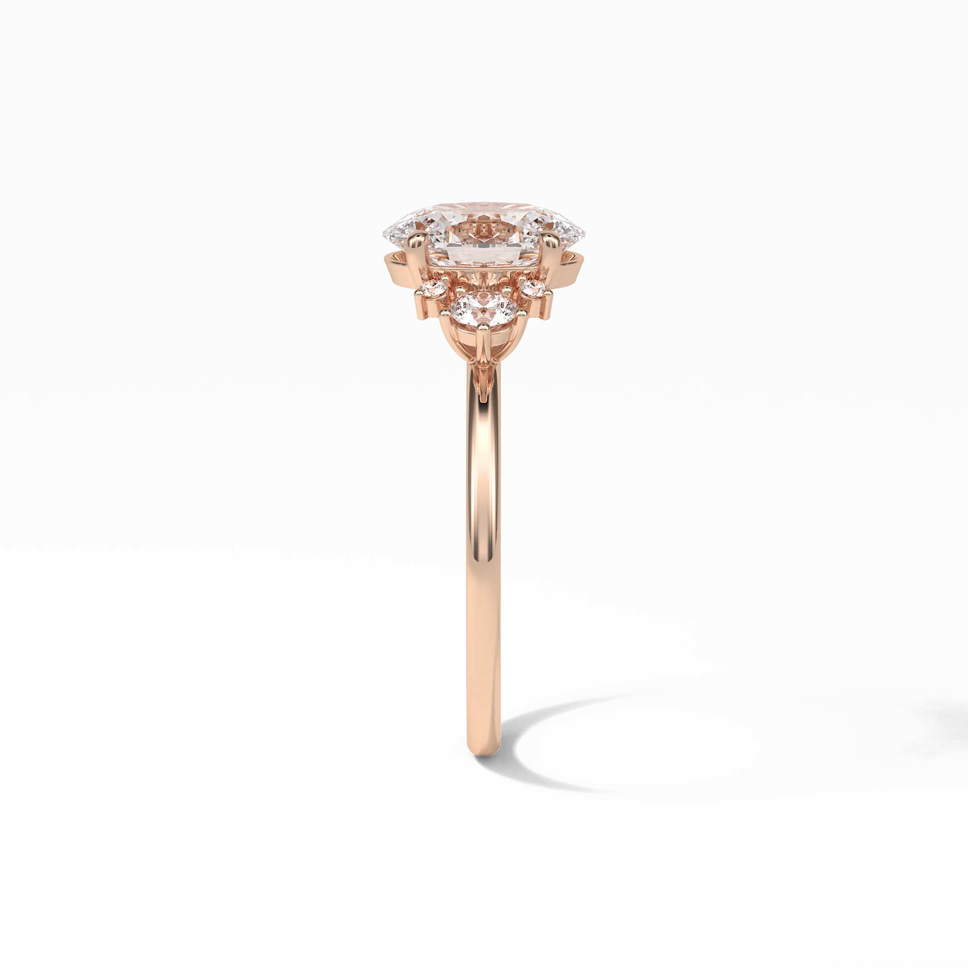 Oval Three Stones Lab Grown Diamond Engagement Ring