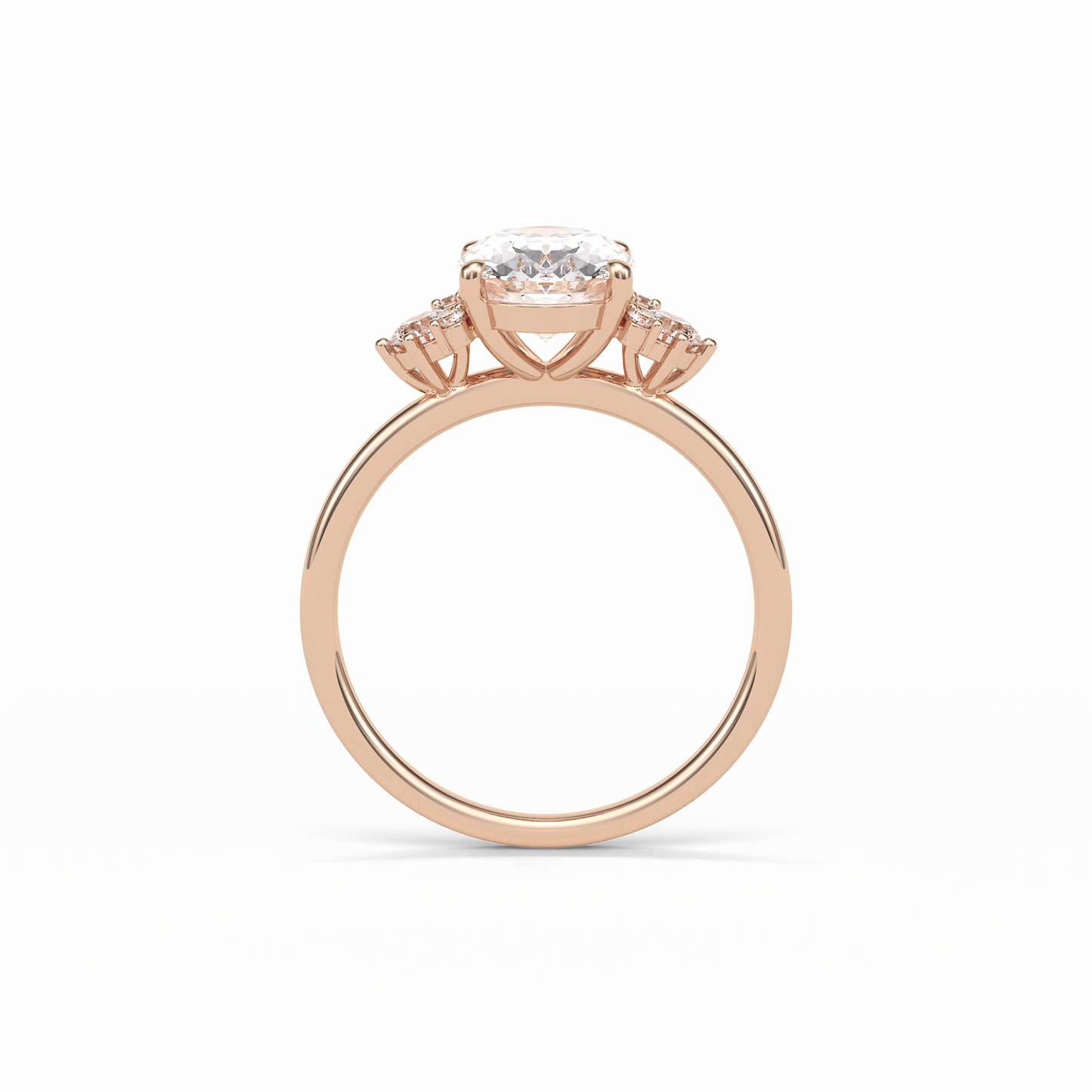 Oval Three Stones Lab Grown Diamond Engagement Ring