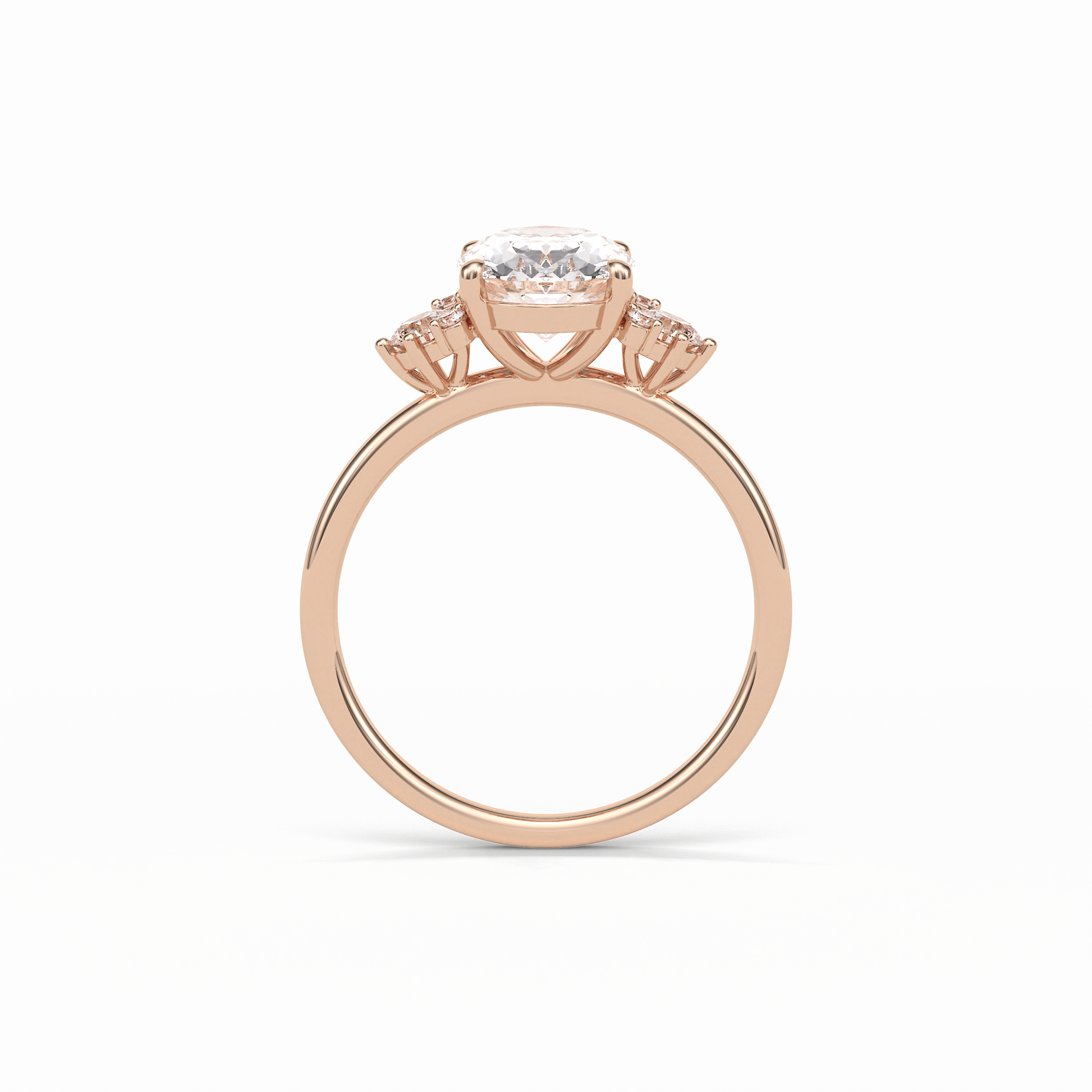 Oval Three Stones Lab Grown Diamond Engagement Ring