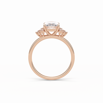 Oval Three Stones Lab Grown Diamond Engagement Ring