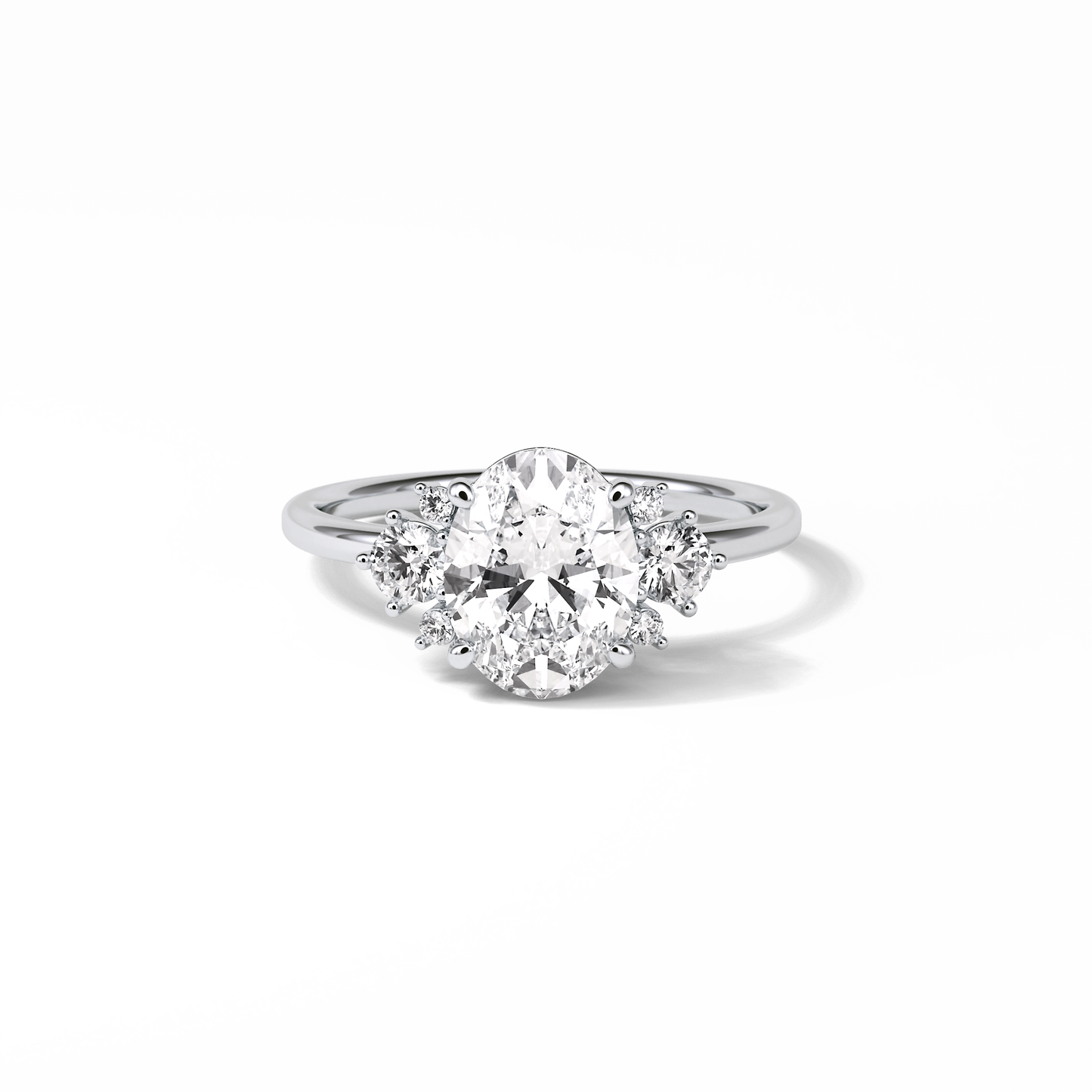 Oval Three Stones Lab Grown Diamond Engagement Ring
