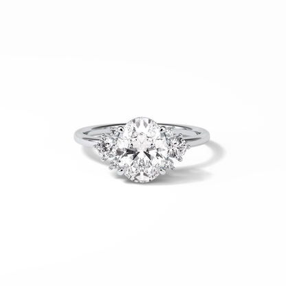 Oval Three Stones Lab Grown Diamond Engagement Ring