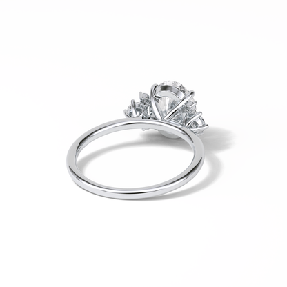 Oval Three Stones Lab Grown Diamond Engagement Ring