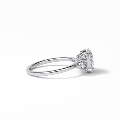Oval Three Stones Lab Grown Diamond Engagement Ring