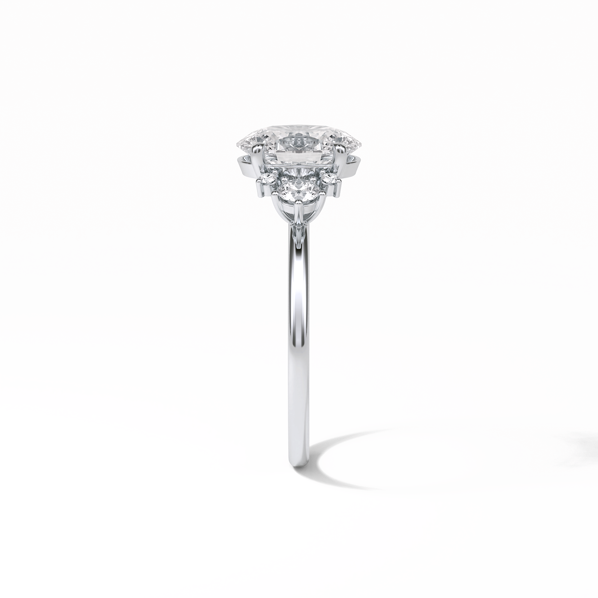 Oval Three Stones Lab Grown Diamond Engagement Ring