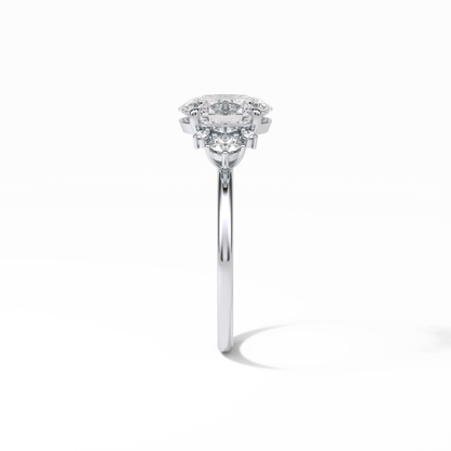 Oval Three Stones Lab Grown Diamond Engagement Ring