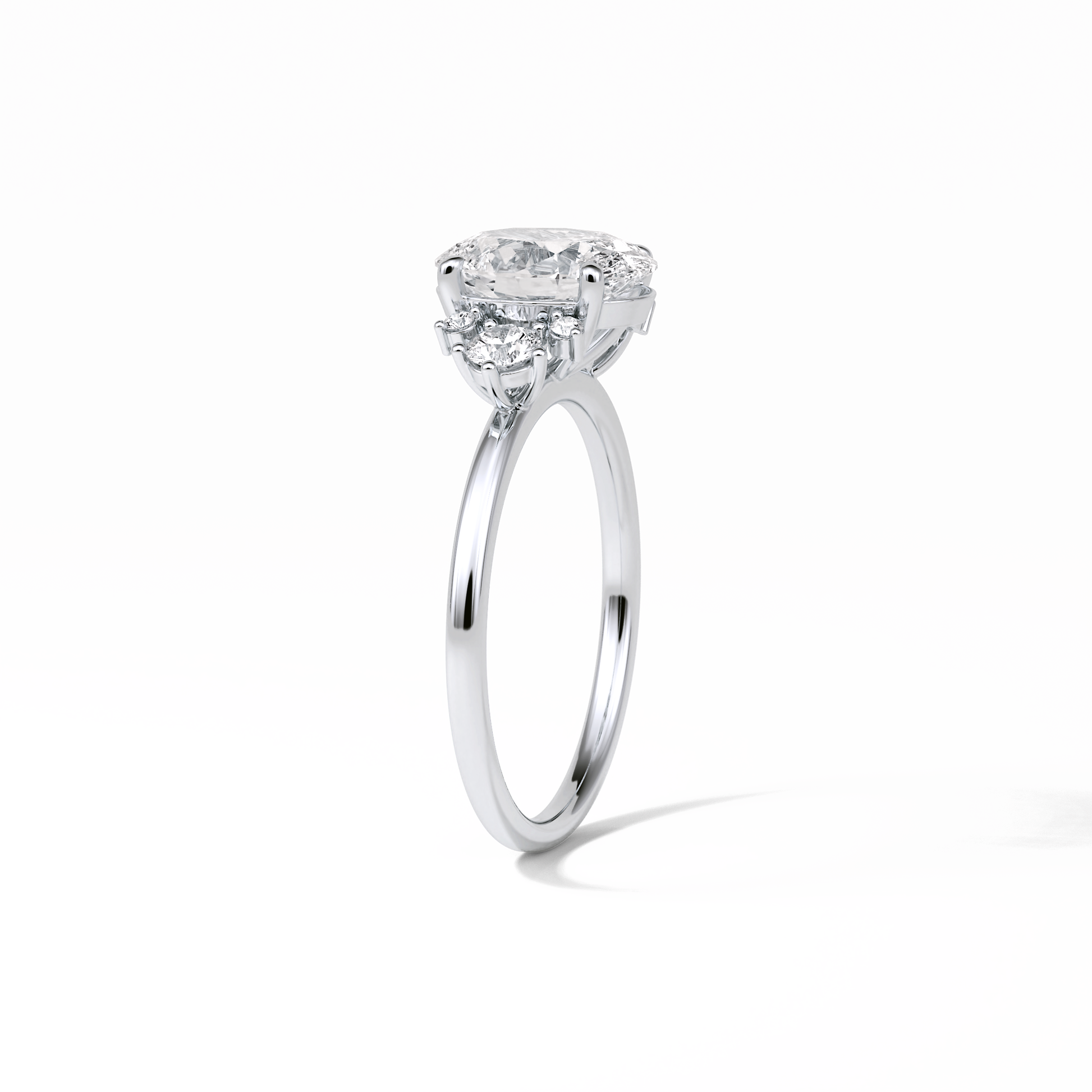 Oval Three Stones Lab Grown Diamond Engagement Ring