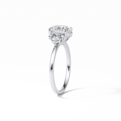 Oval Three Stones Lab Grown Diamond Engagement Ring