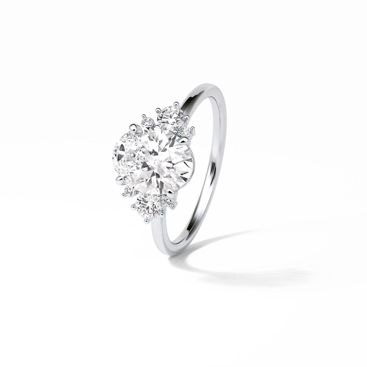 Oval Three Stones Lab Grown Diamond Engagement Ring