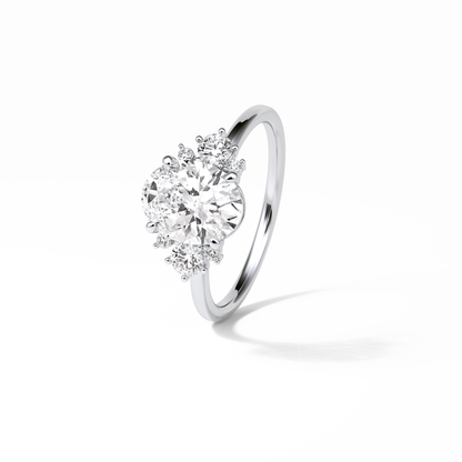 Oval Three Stones Lab Grown Diamond Engagement Ring