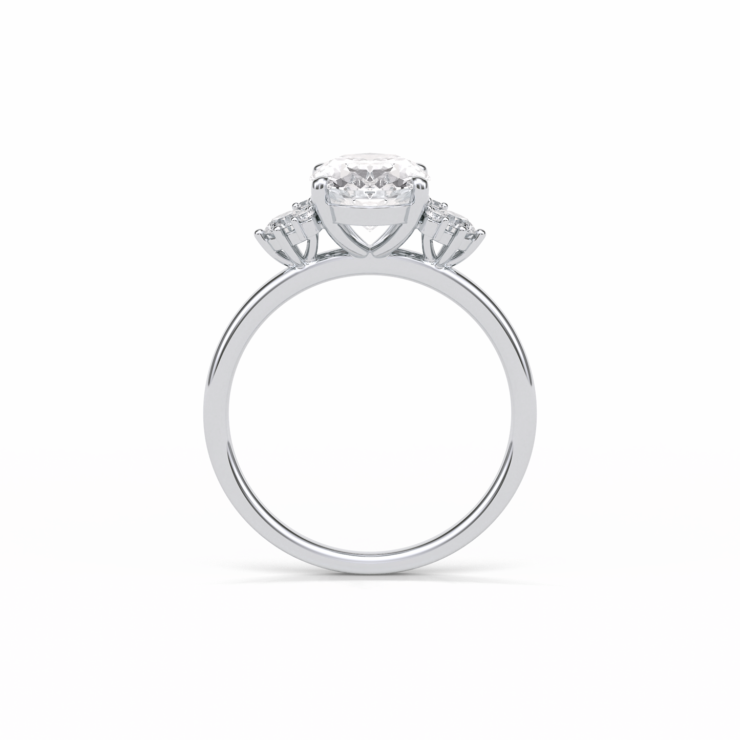 Oval Three Stones Lab Grown Diamond Engagement Ring