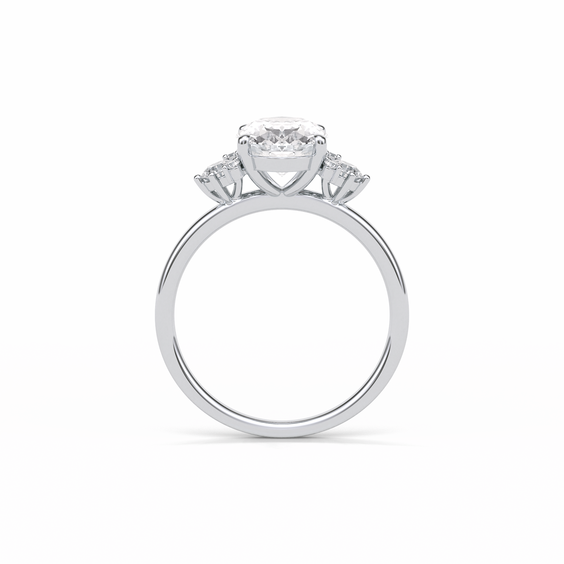 Oval Three Stones Lab Grown Diamond Engagement Ring
