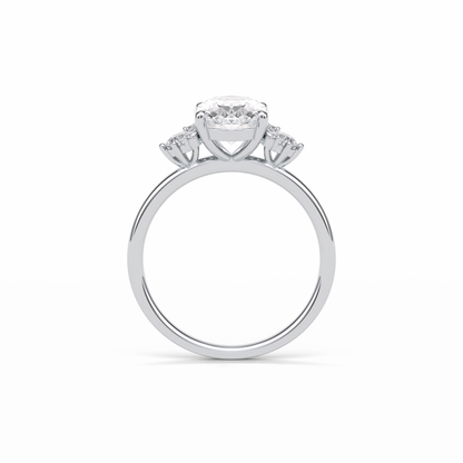 Oval Three Stones Lab Grown Diamond Engagement Ring