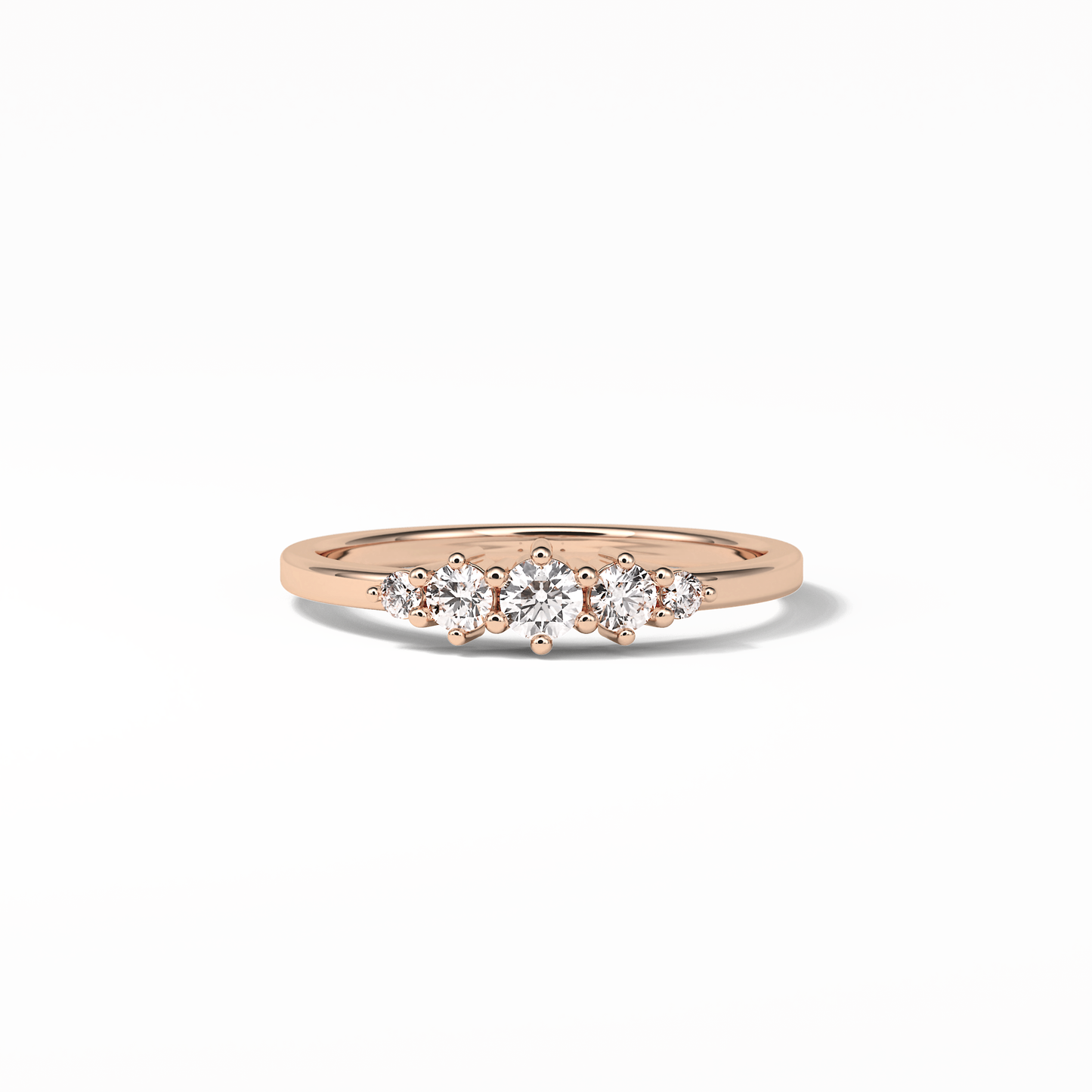 0.3 TCW Round Cut Five Stones Wedding Band 15