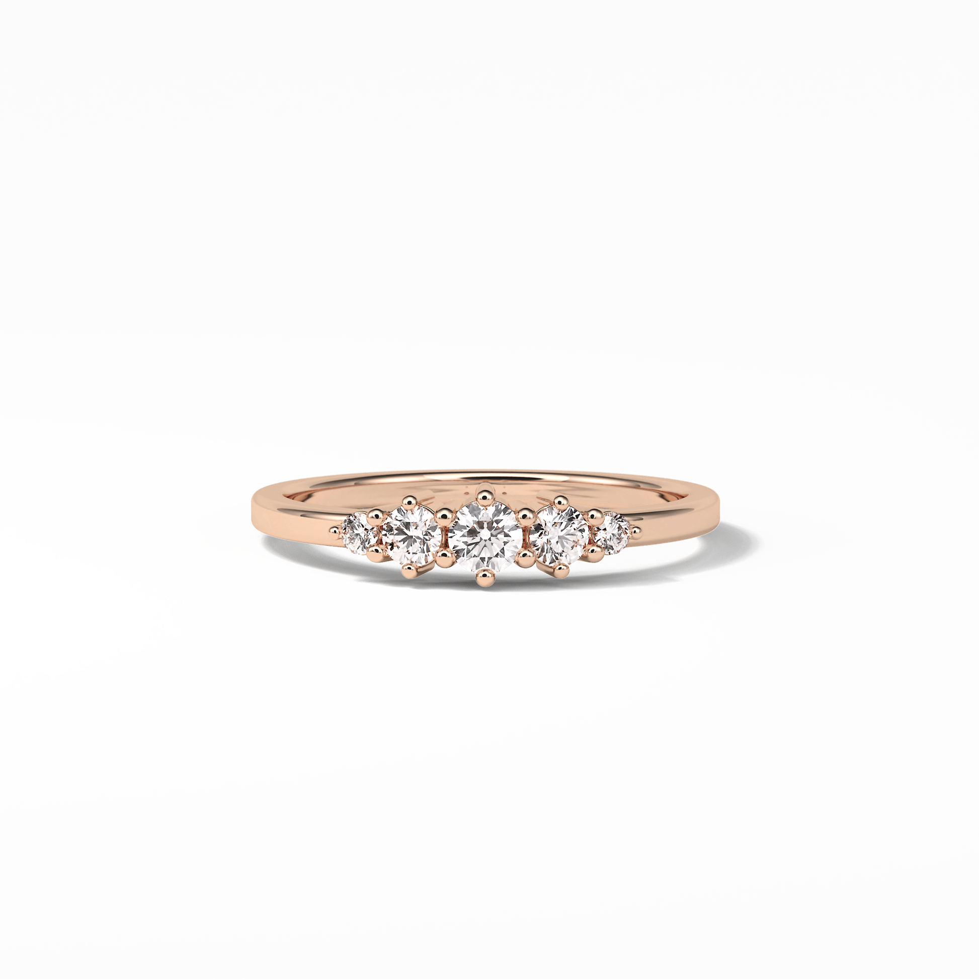 0.3 TCW Round Cut Five Stones Wedding Band 15