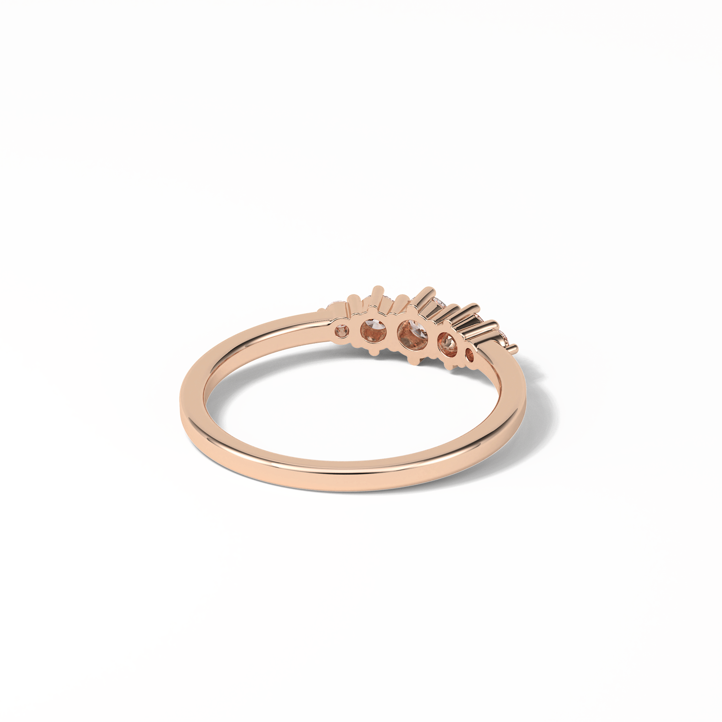 0.3 TCW Round Cut Five Stones Wedding Band 20