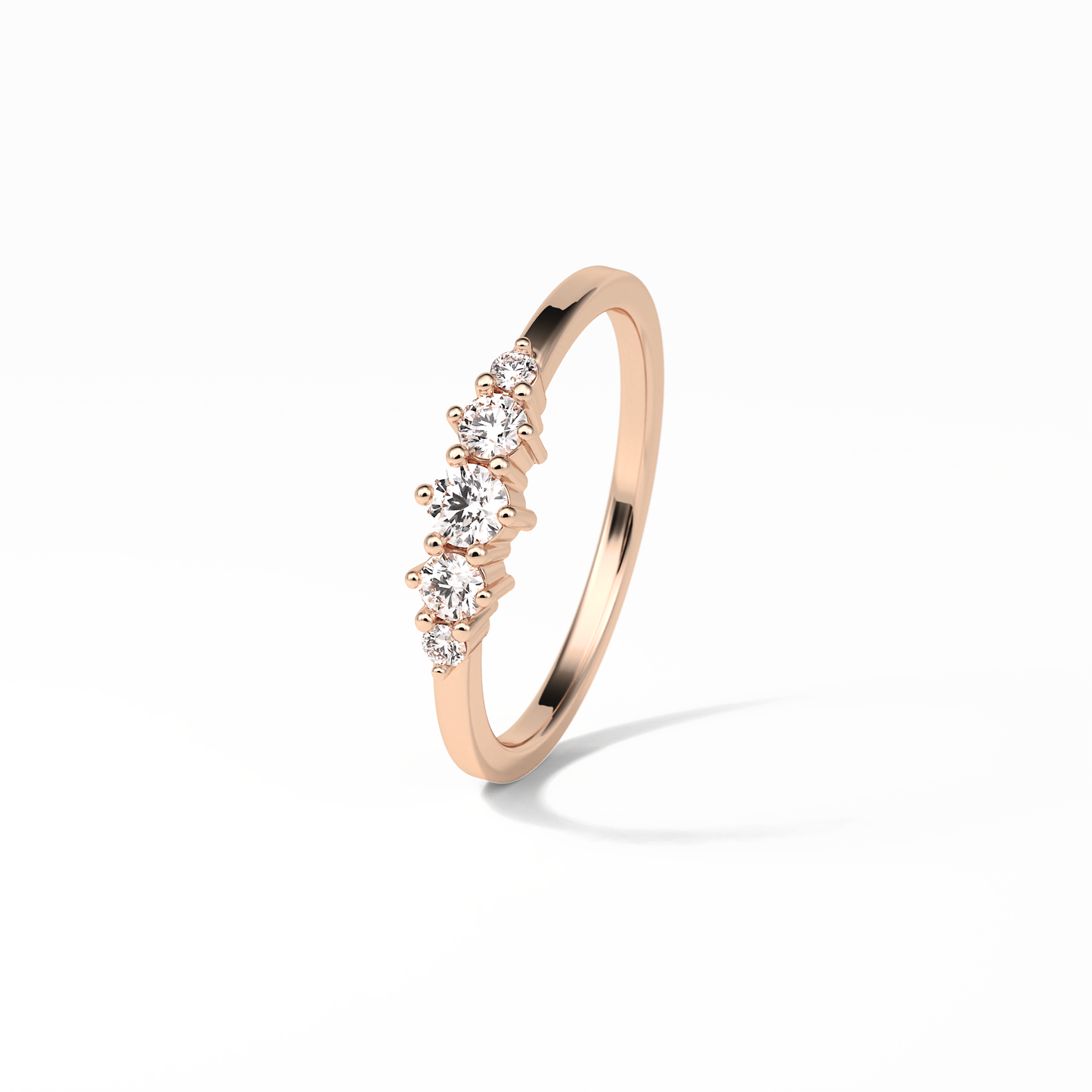 0.3 TCW Round Cut Five Stones Wedding Band 19